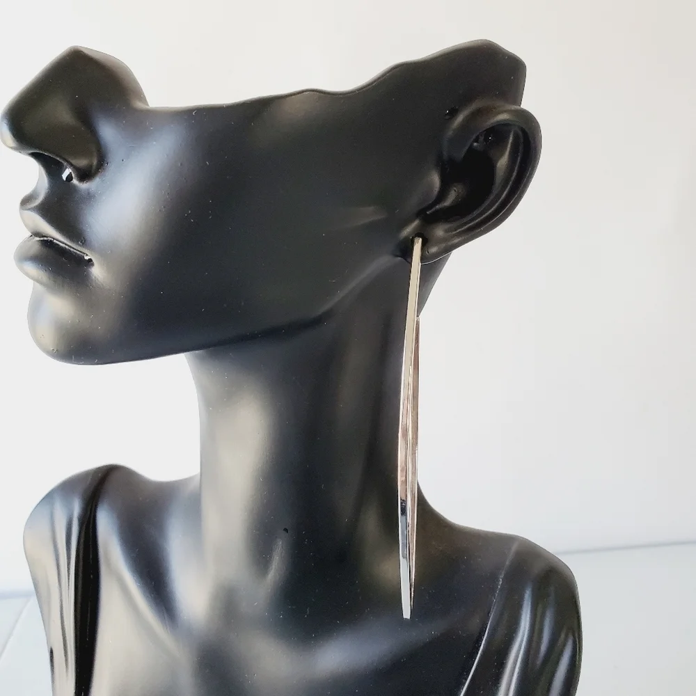 Silver-toned Geometric Long‎ Earrings One Pair